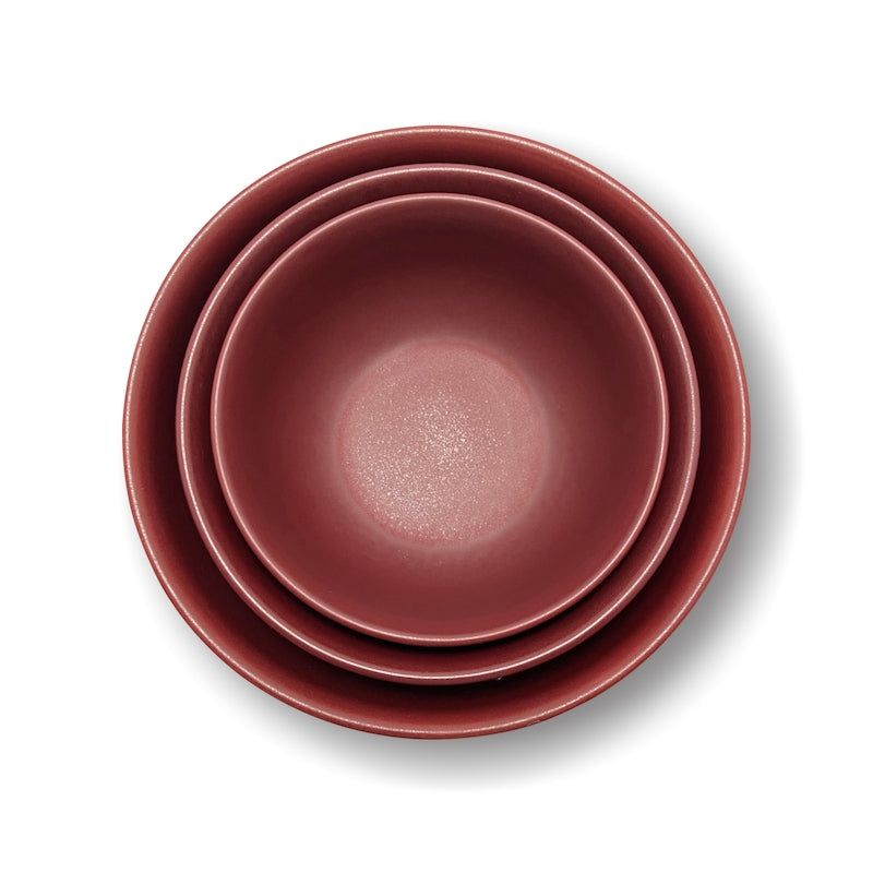 Matte Maroon Ceramic Serving Bowls ( Set of 3 )