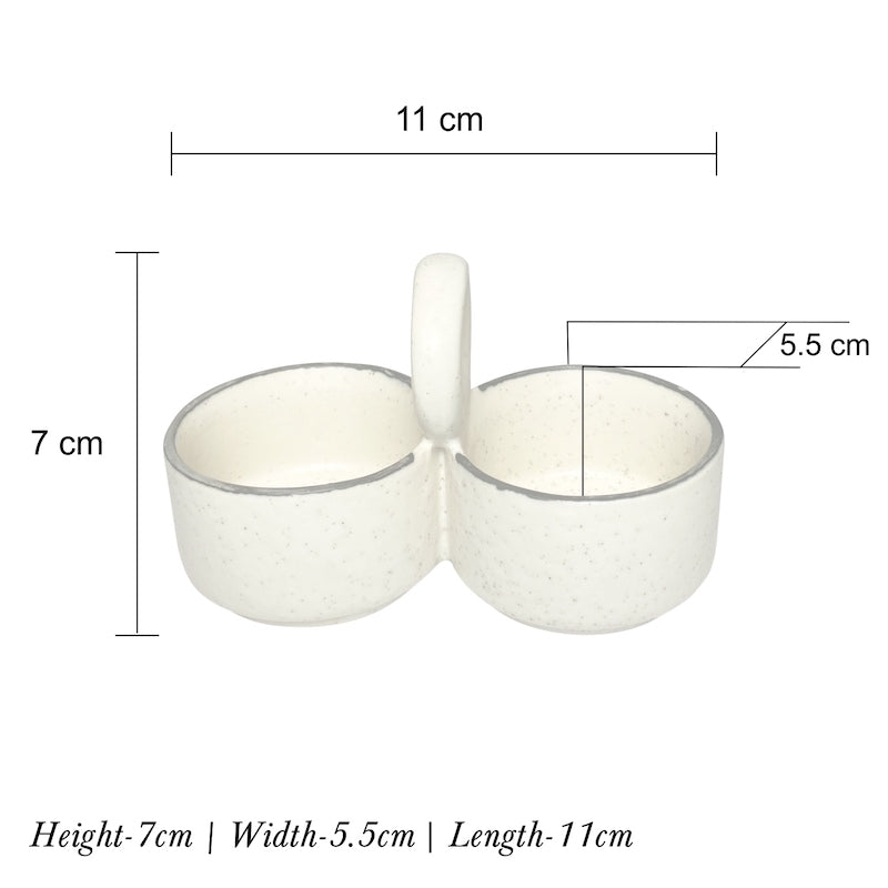 Matte White Ceramic Compartment Dip Bowl