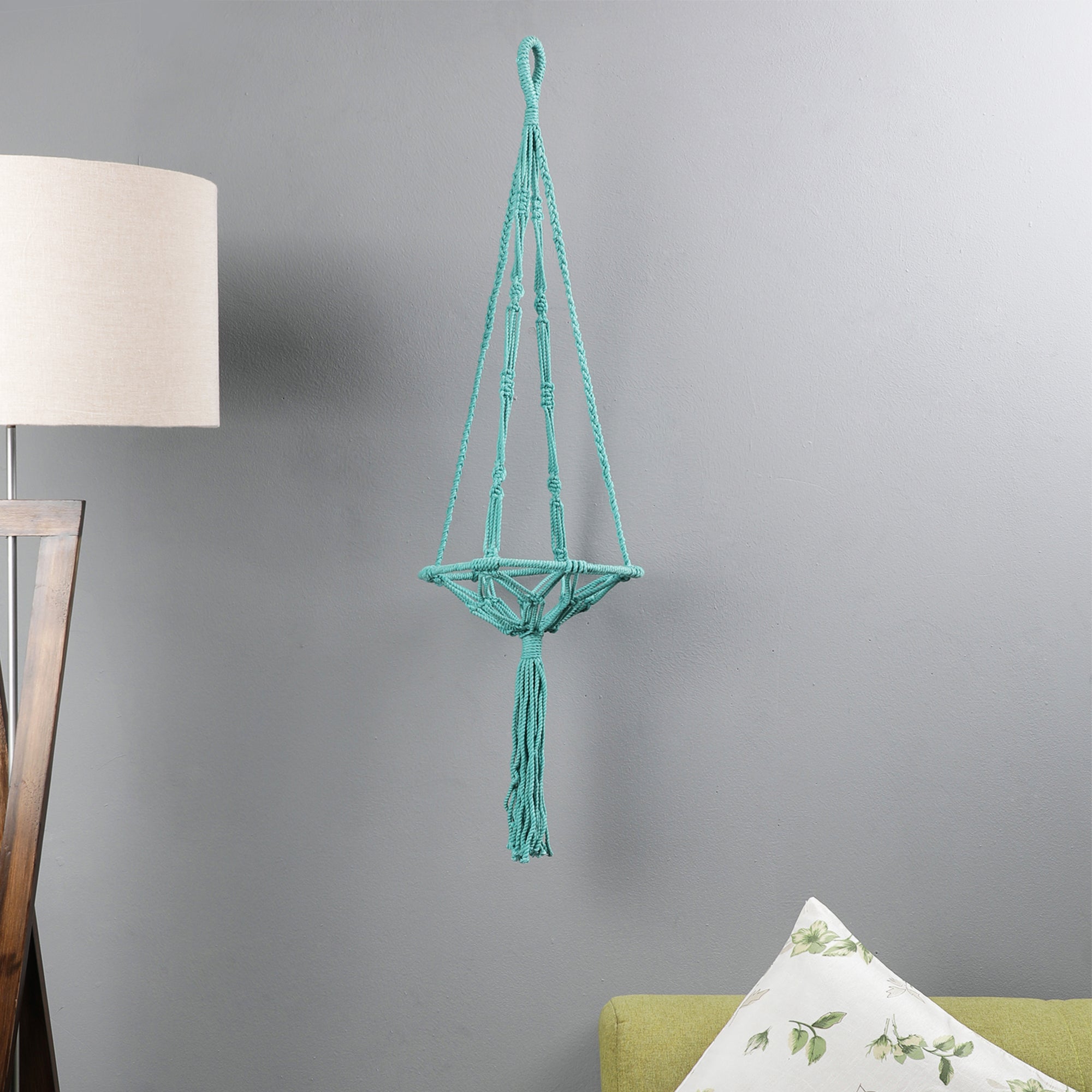 Handcrafted Lapiz - Lazuli Knotted Macrame Cotton Planter