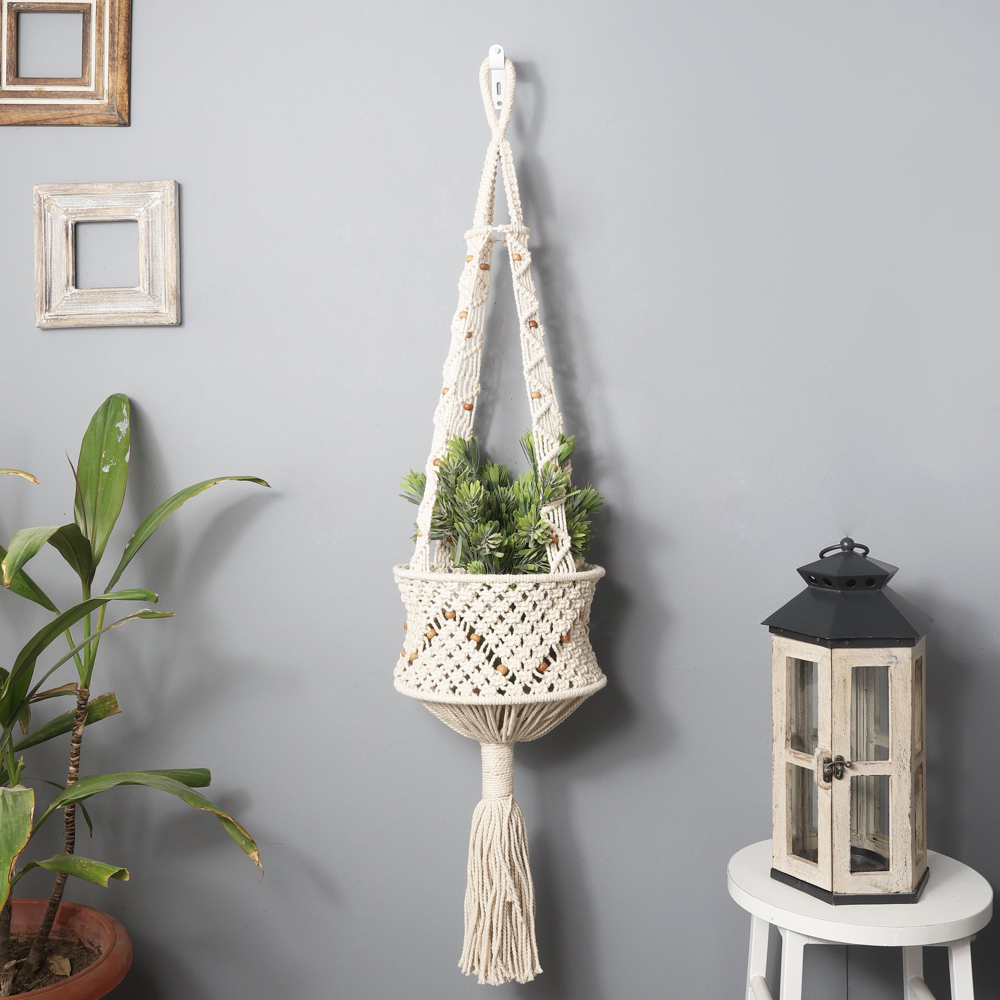 Bohemian Macrame With Wooden Beads Planter