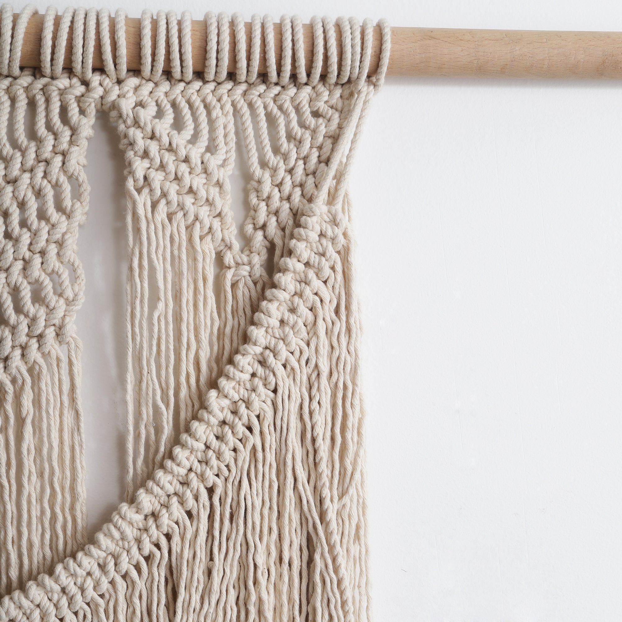 Off White Boho Handcrafted Macrame Tapestry