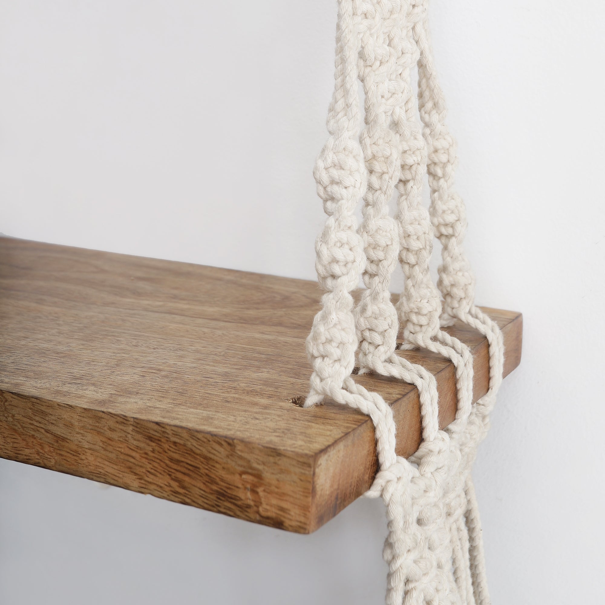 Wall Hanging Shelf with Macrame And Fringes