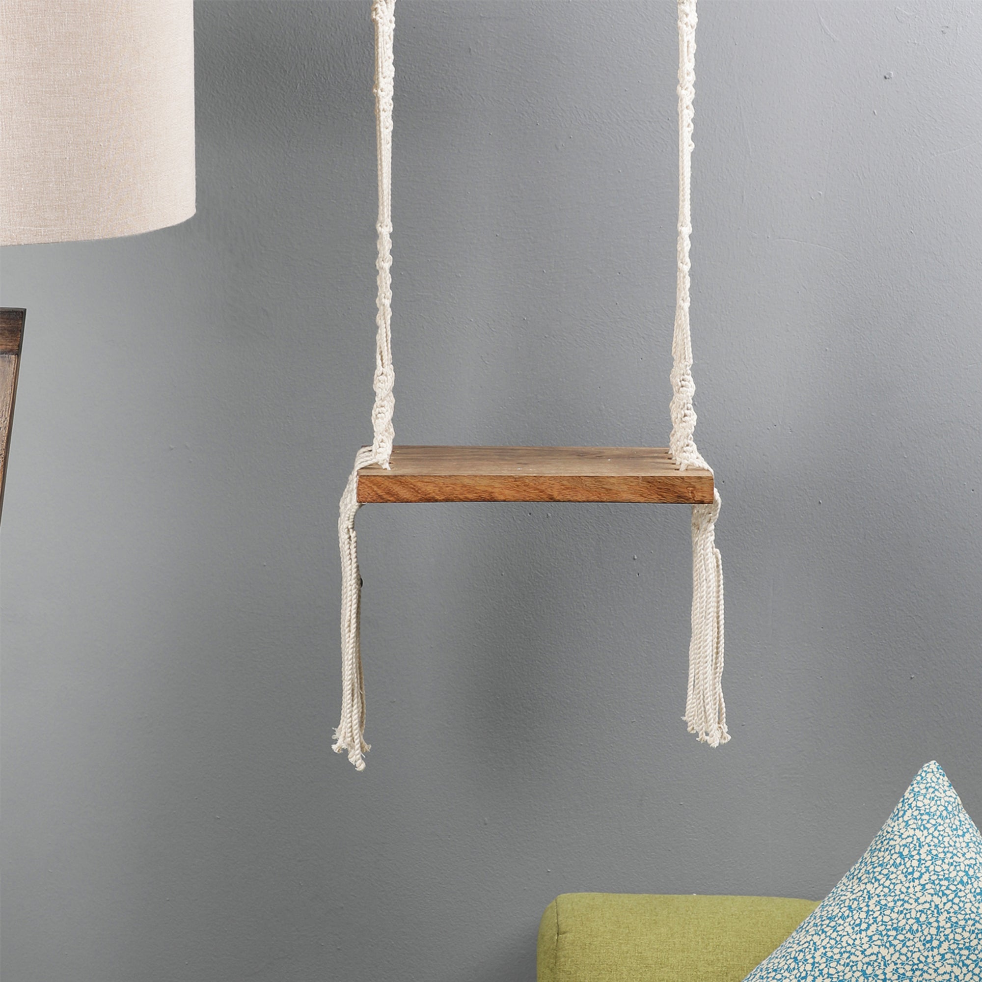 Wall Hanging Shelf with Macrame And Fringes