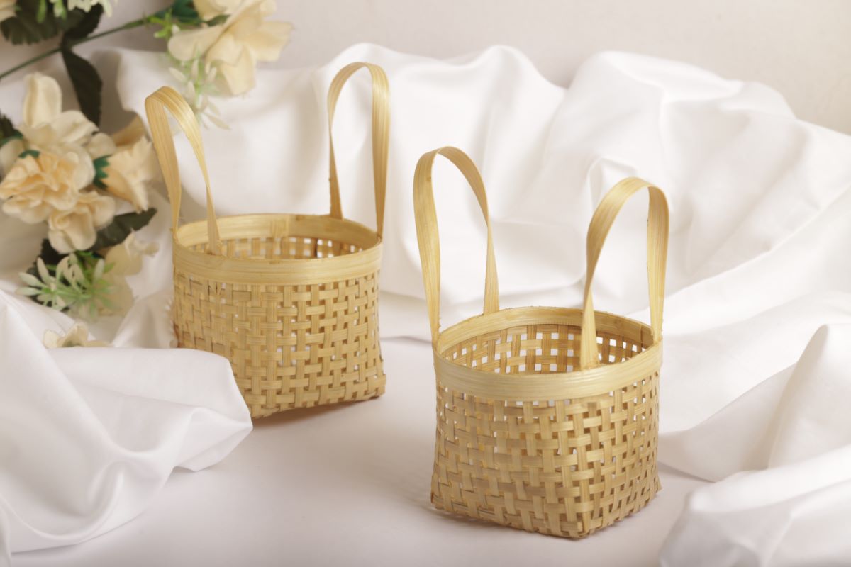 Bamboo Handmade Trinket/Gift Basket Mini Size (Set Of 2)