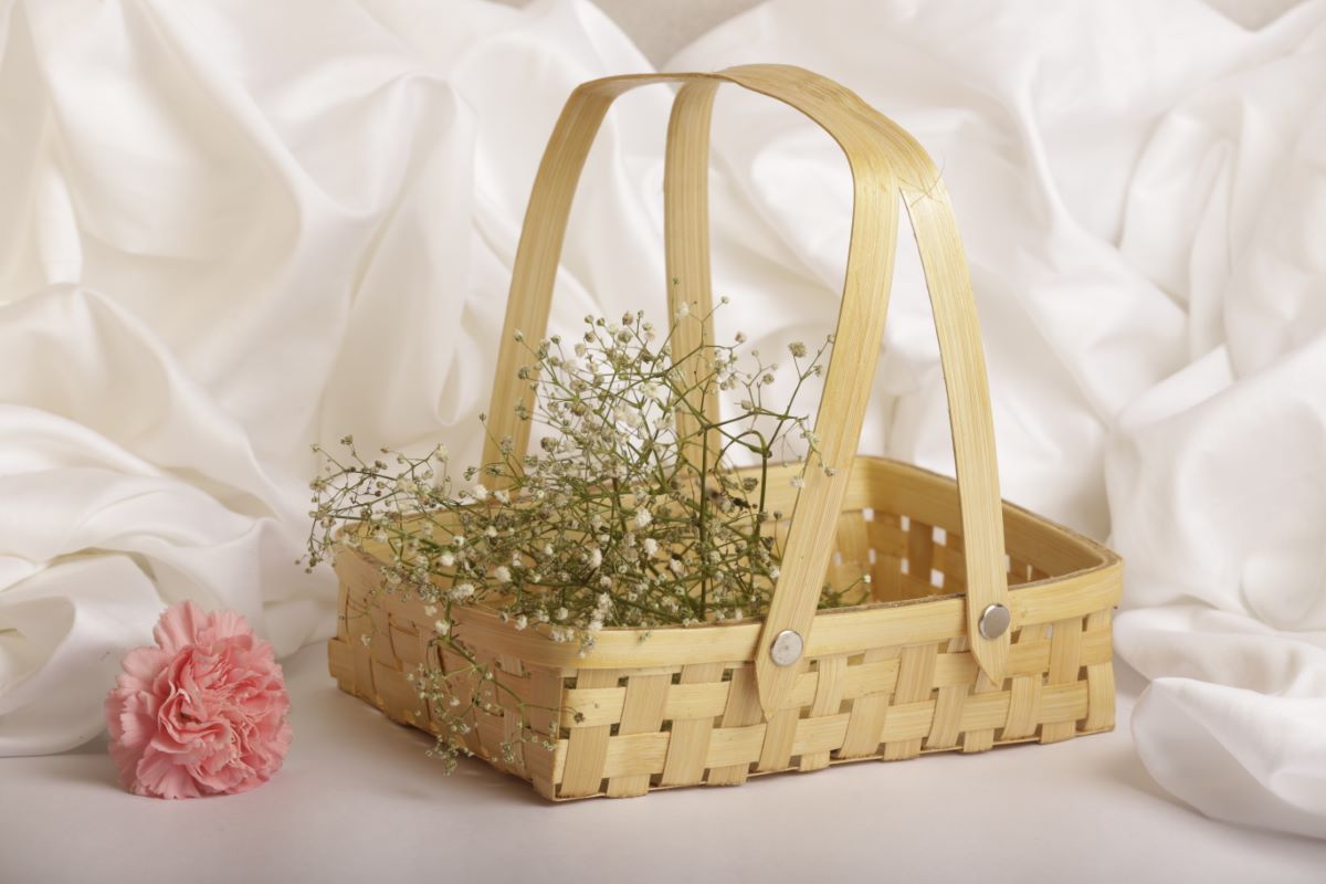 Bamboo Handmade Multipurpose Square Tray/Basket With Handle