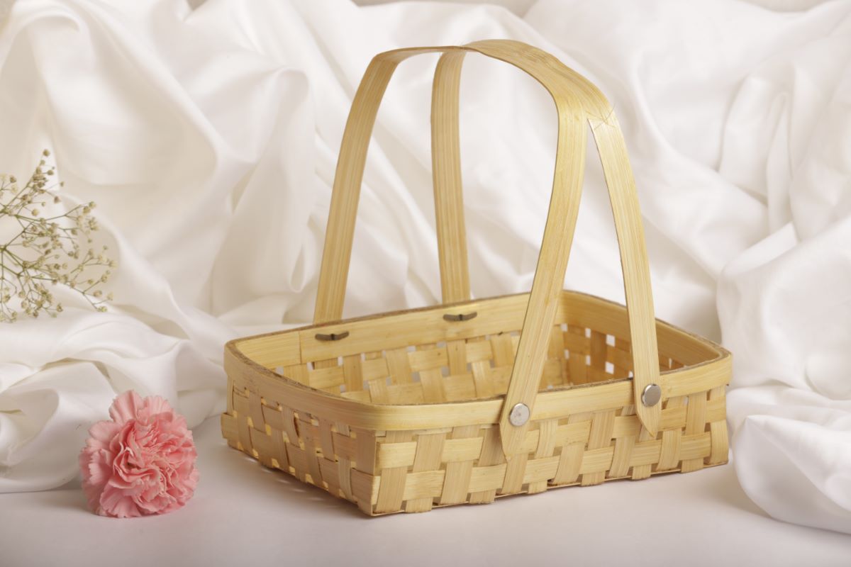 Bamboo Handmade Multipurpose Square Tray/Basket With Handle
