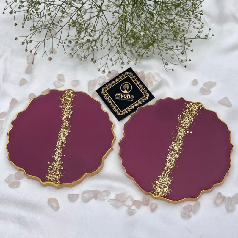 Claret Resin Coasters (Set of 2 / Set of 4)