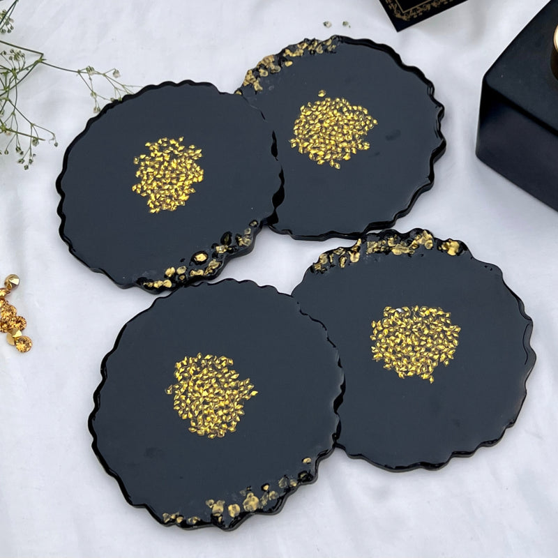 Black Onyx Resin Coasters (Set of 2 / 4)