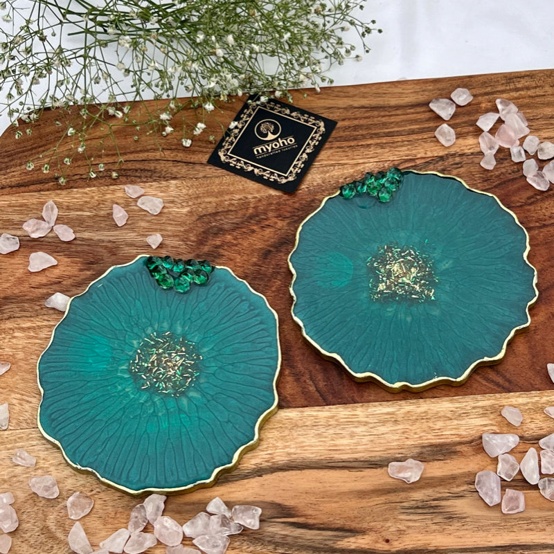 Emerald Haze Resin Coasters (Set of 2 / 4 / 6)