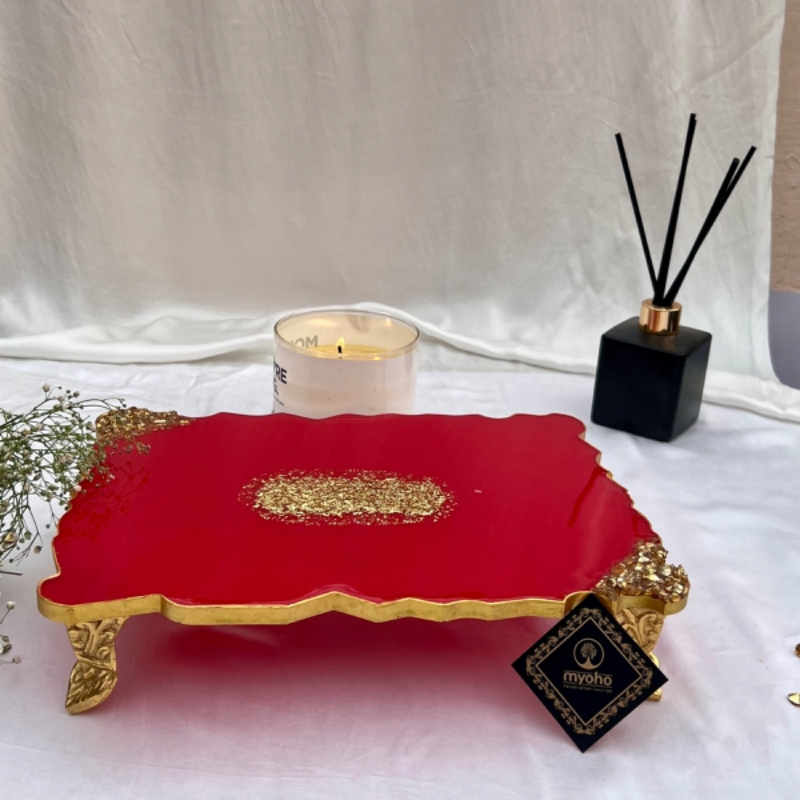 Crimson Beauty Resin Platter