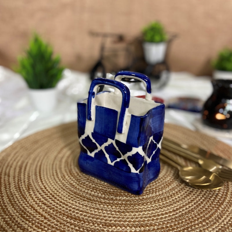 Moroccan Blue Ceramic Cutlery Holder