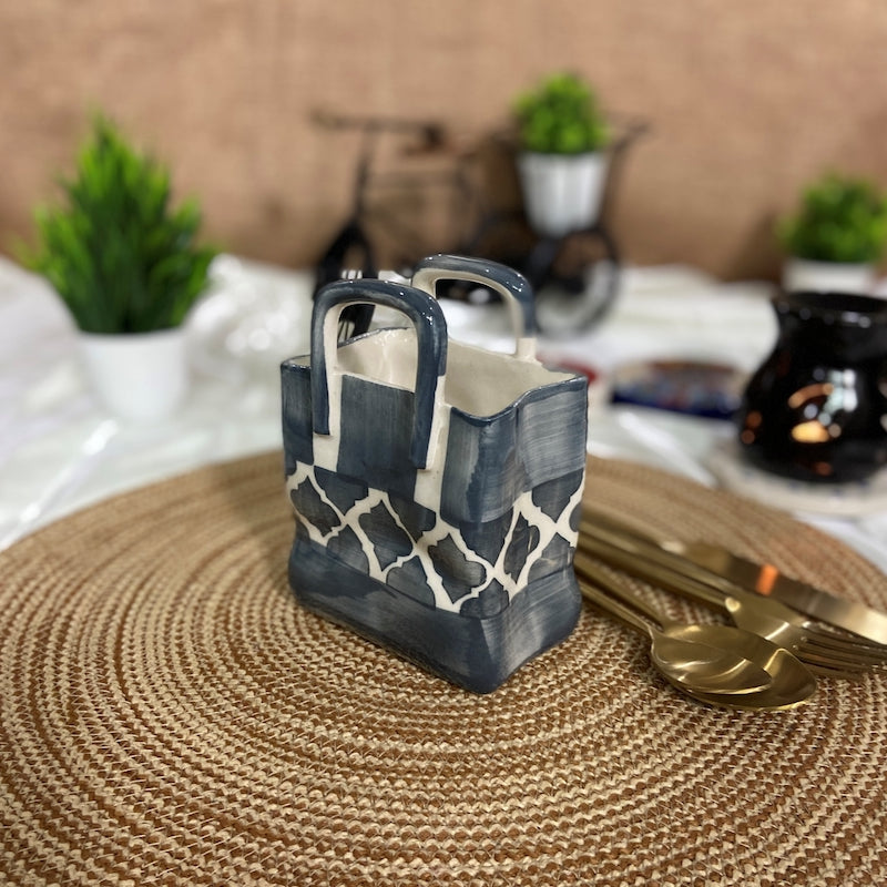 Moroccan Grey Ceramic Cutlery Holder