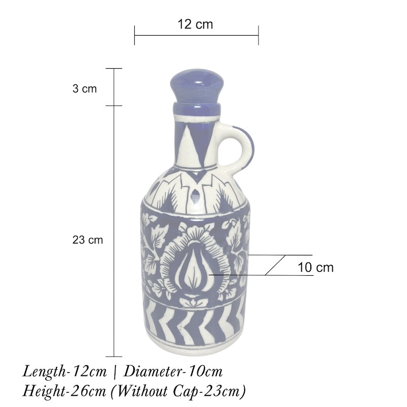 Royal Blue Mughal Pattern Hand-painted Oil Bottle