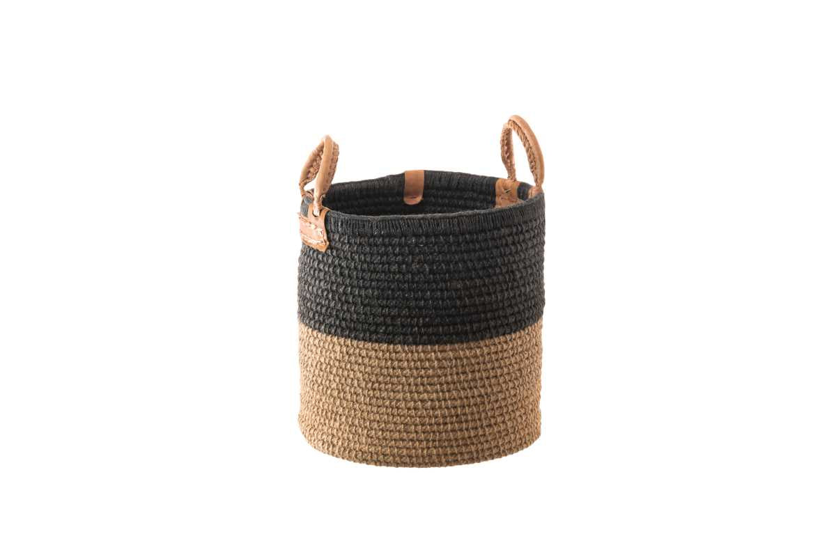 Jute Handcrafted Basket-Beige & Black
