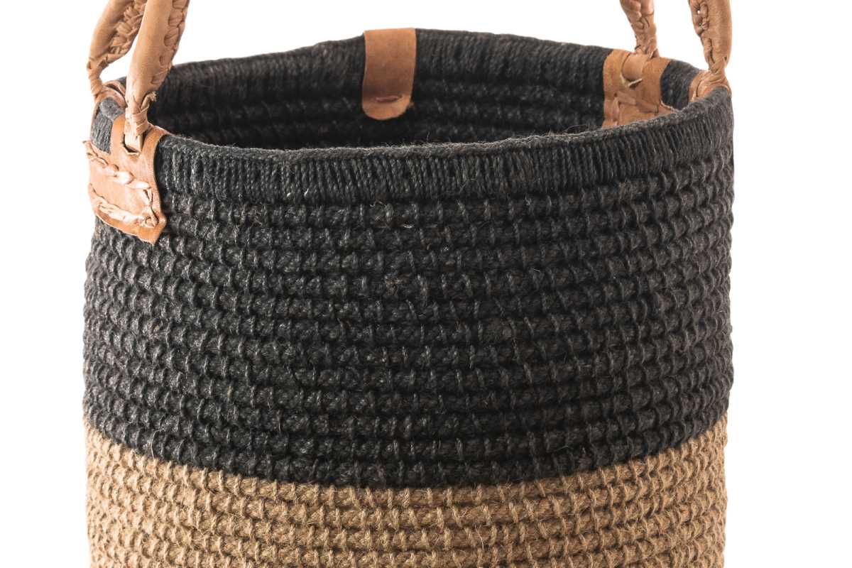 Jute Handcrafted Basket-Beige & Black