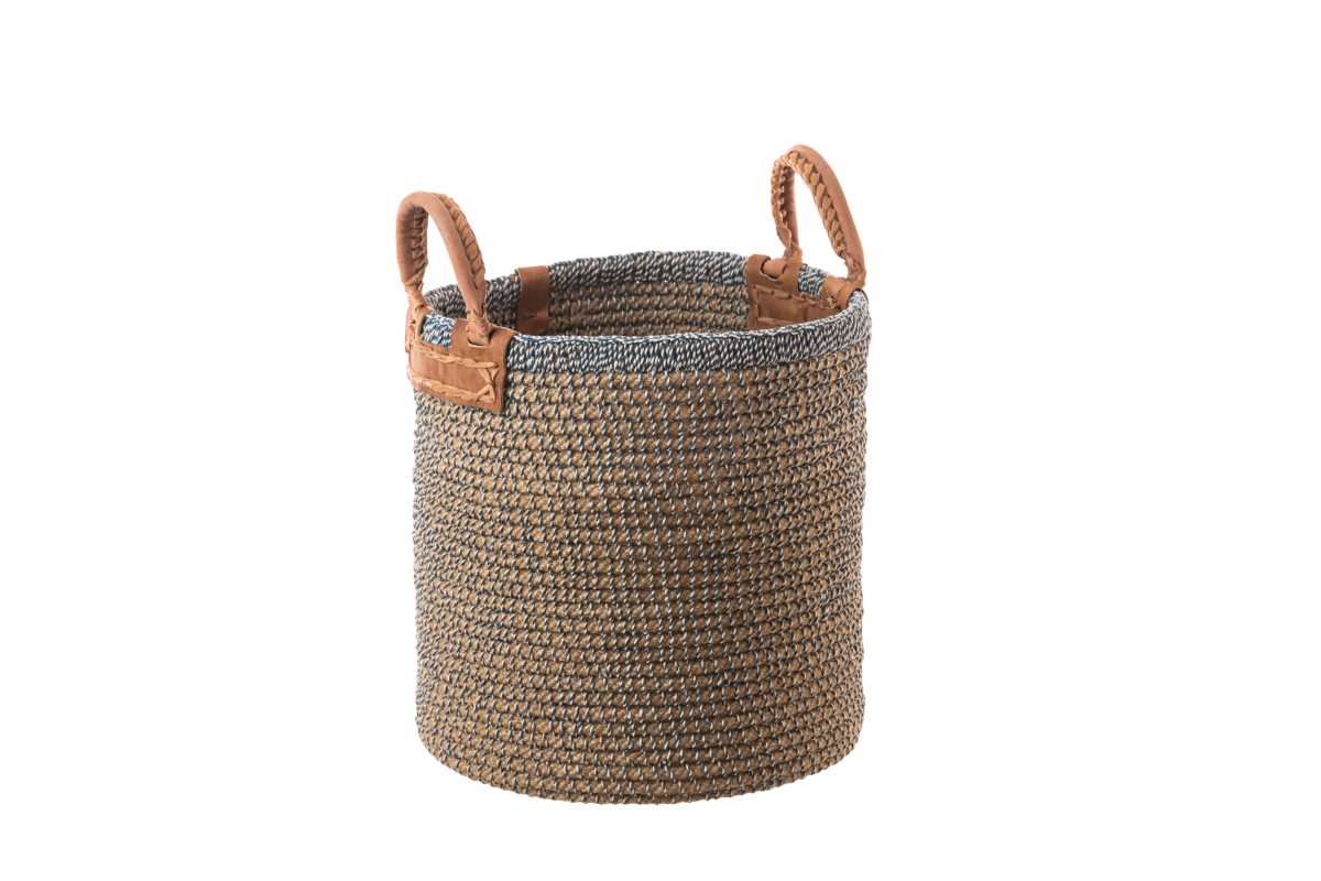 Multipurpose Jute Basket With Indigo & White Detailing