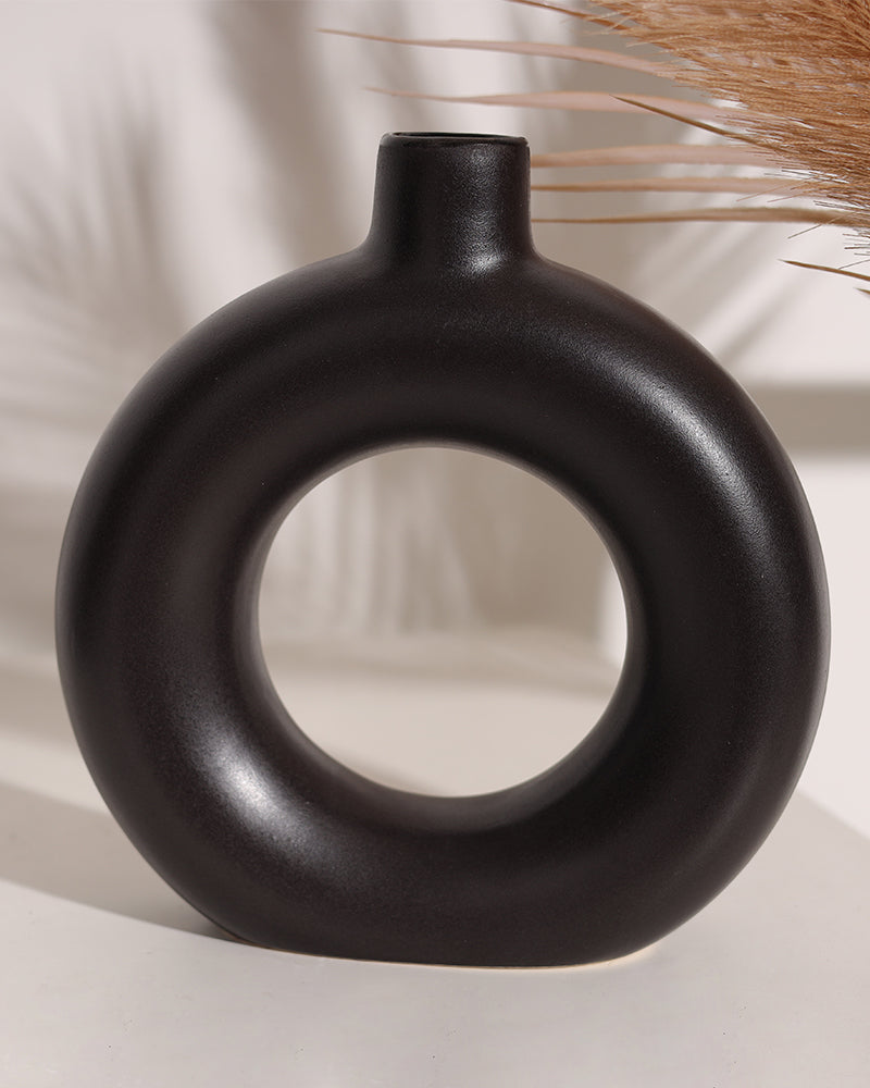 Black Pipe Shape Ceramic Pot Planter (11")