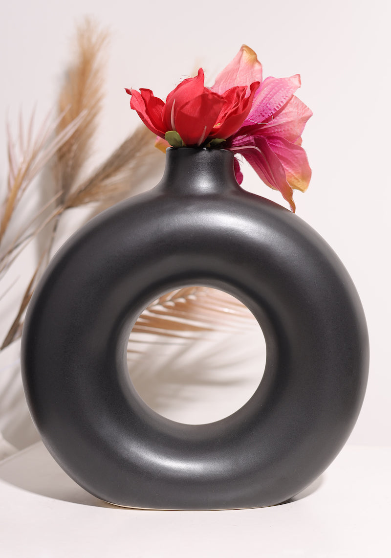 Black Pipe Shape Ceramic Pot Planter (11")