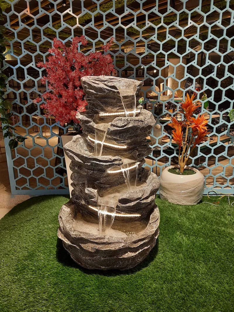5 Steps Stone Fiber Brown Water Fountain