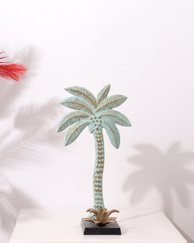 Sea Green Coconut Tree Metal Showpiece