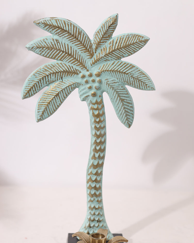 Sea Green Coconut Tree Metal Showpiece