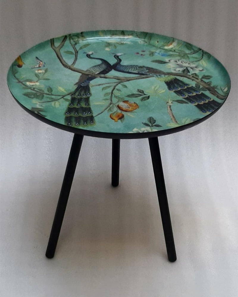 Peacock Design Tray with Table Stand