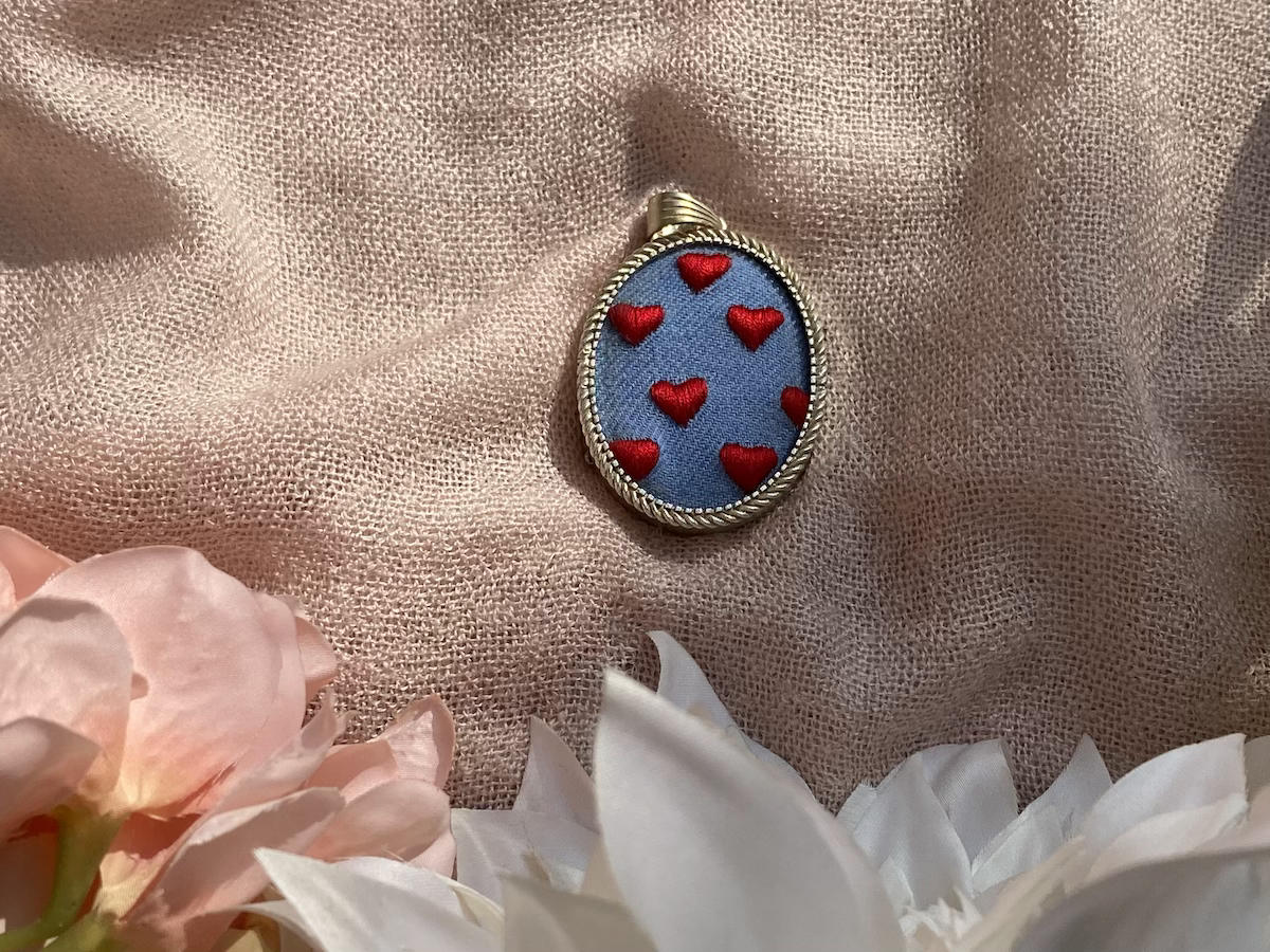Love is in the Air Embroidered Pendant