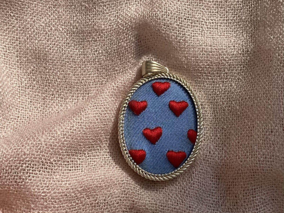 Love is in the Air Embroidered Pendant