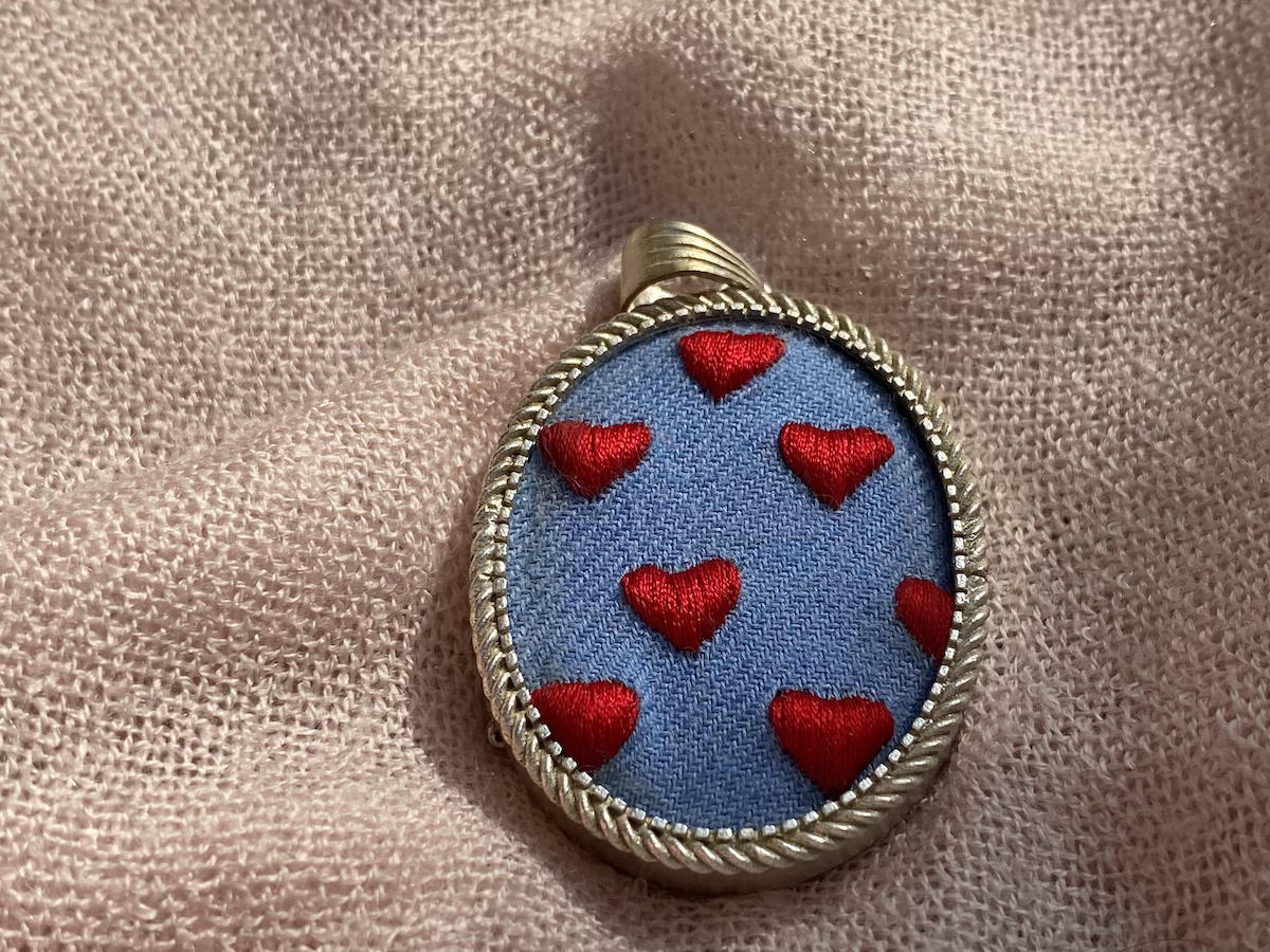 Love is in the Air Embroidered Pendant
