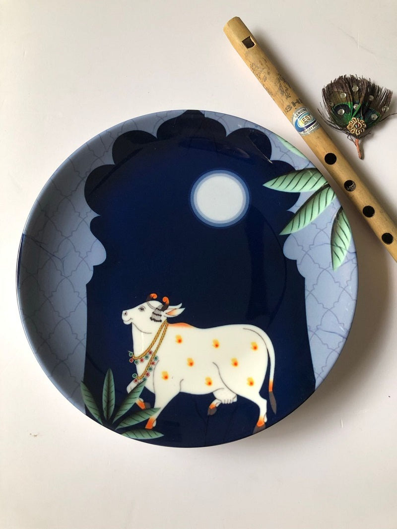 Blue Moonlight Pichwai Printed Plate (6"-8"-10")