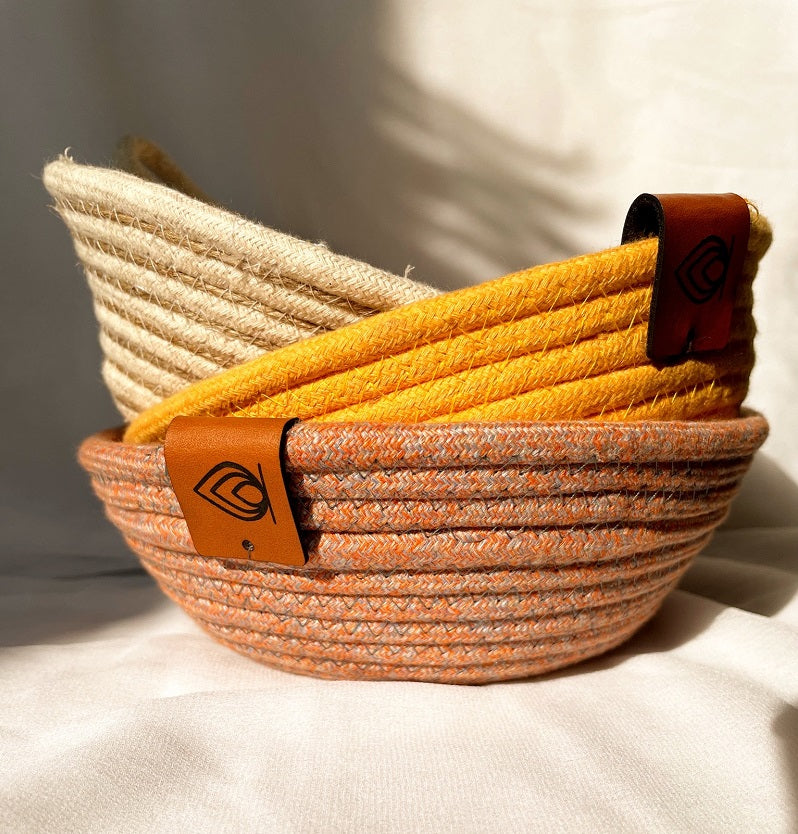 Handmade Small Cotton Basket with Lid