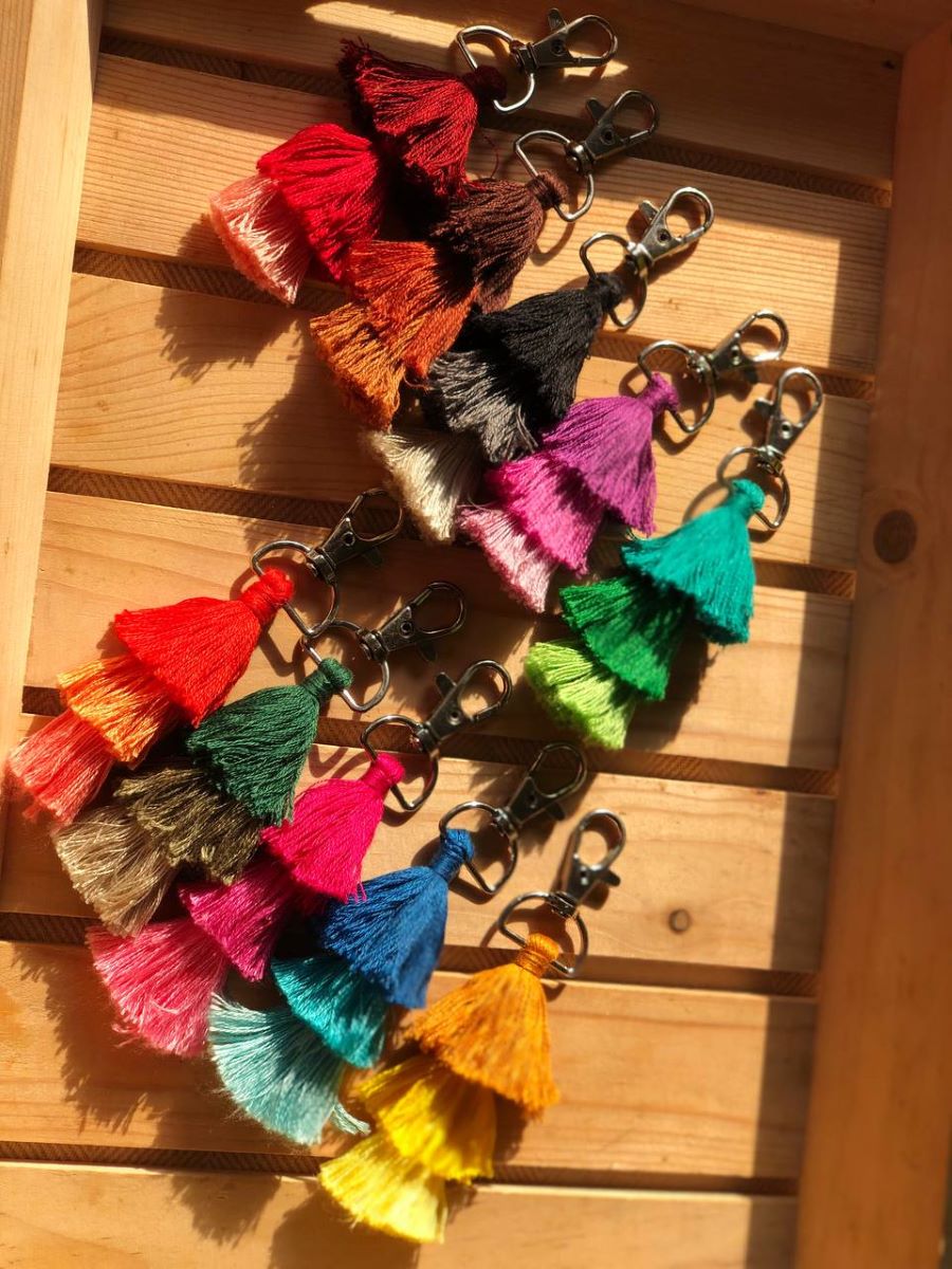 Handmade Macrame Pom-Pom Keychain (Set of 2/4)