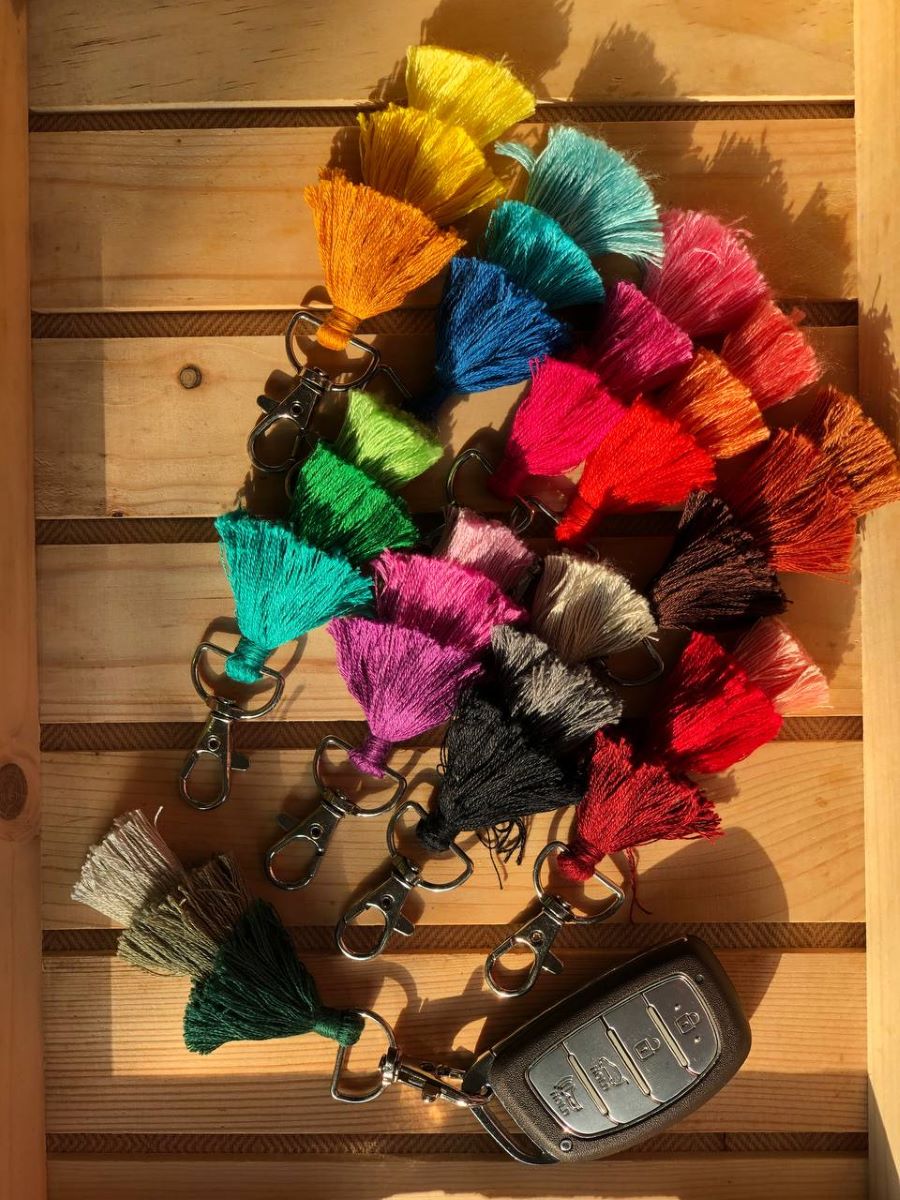 Handmade Macrame Pom-Pom Keychain (Set of 2/4)