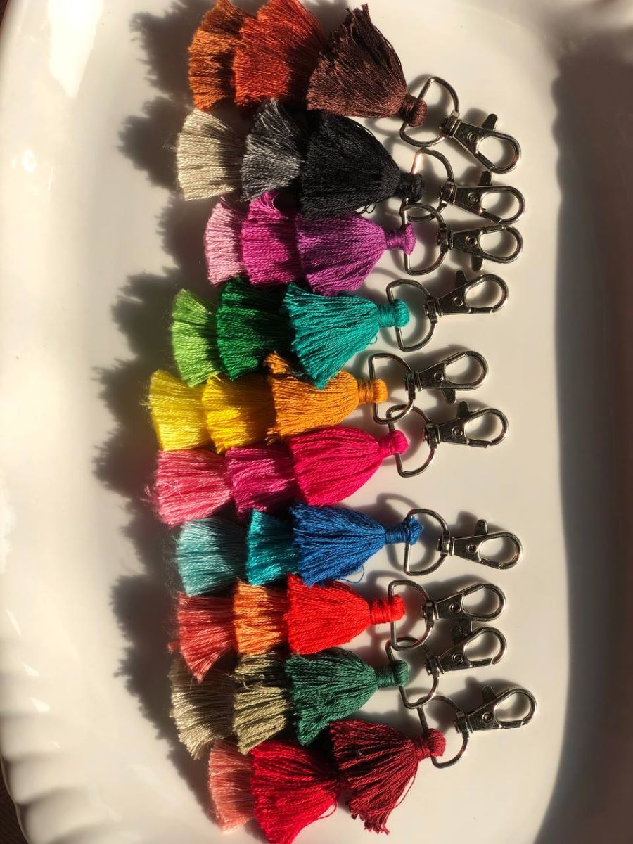 Handmade Macrame Pom-Pom Keychain (Set of 2/4)