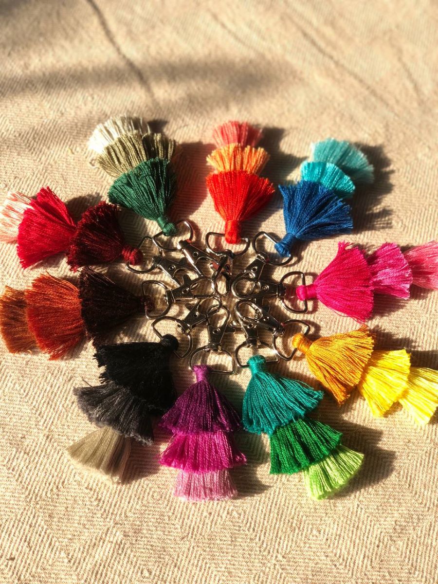Handmade Macrame Pom-Pom Keychain (Set of 2/4)