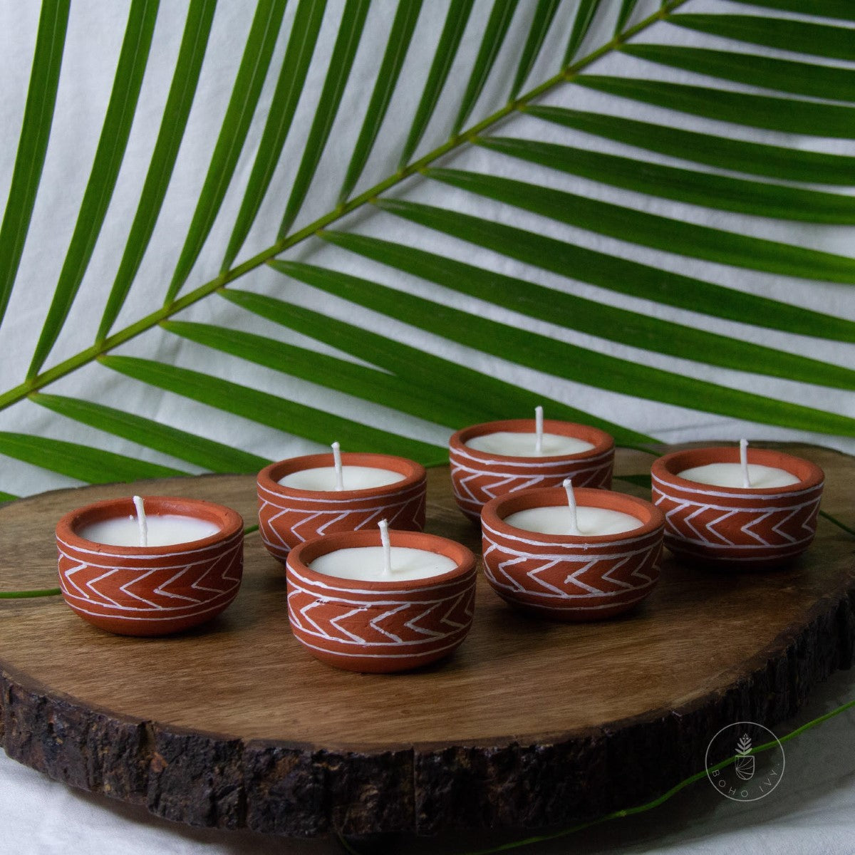 Hand Painted Terracotta Soy Wax Mini Candles- Arrows (Set of 6 / 4)