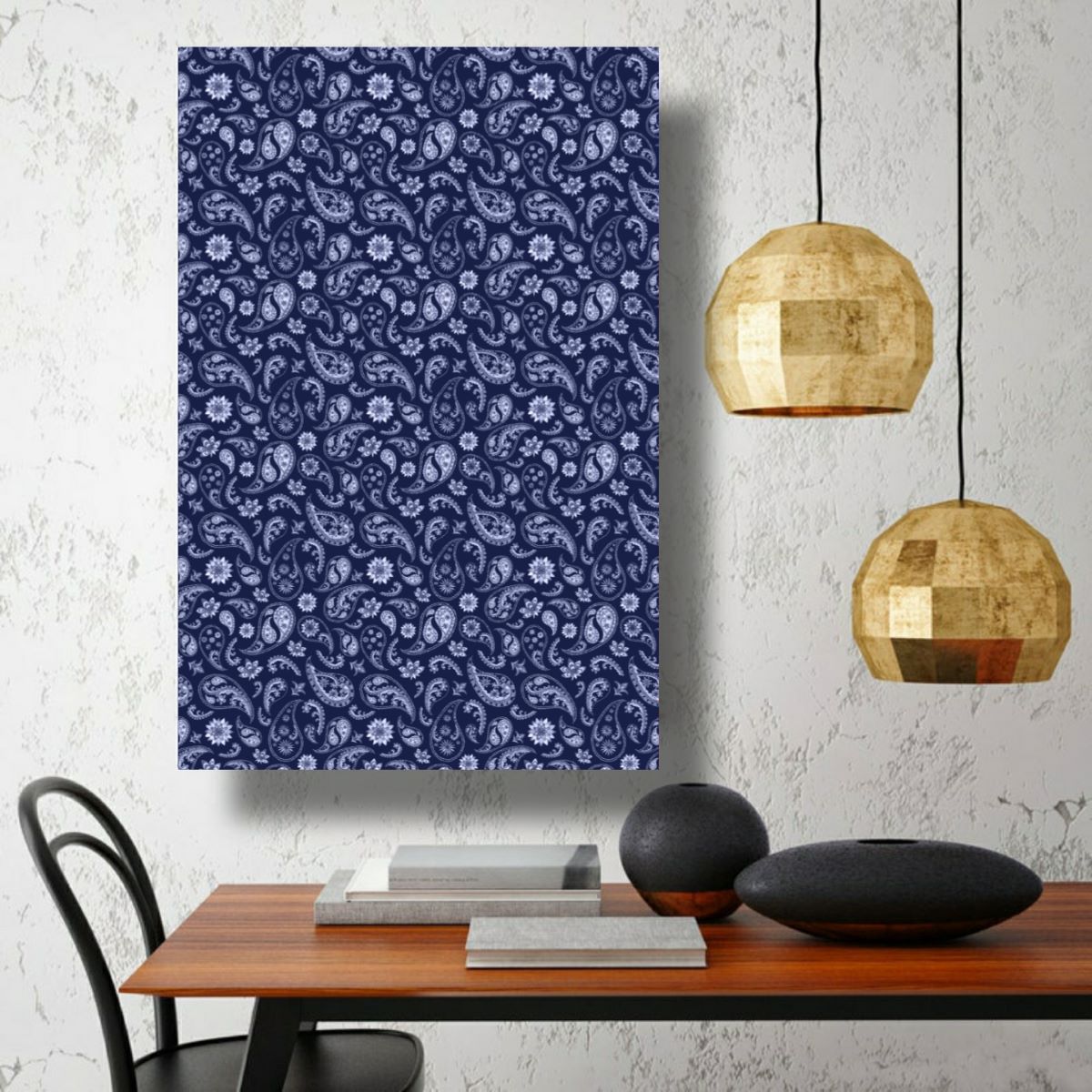 Indigo Block Print Digital Wall Art