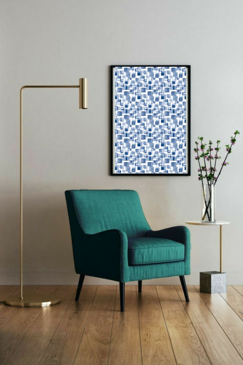 Indigo Block Print Digital Wall Art