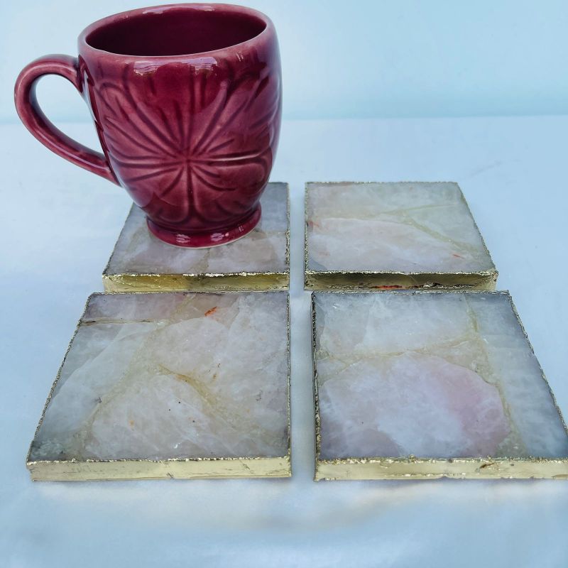 Pink Agate Stone Coasters (Set of 4)