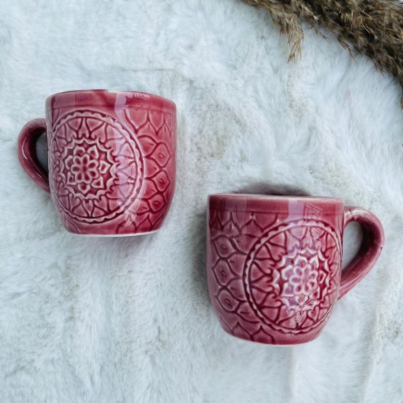 Pink Mandala Coffee Mugs (Set of 2 )
