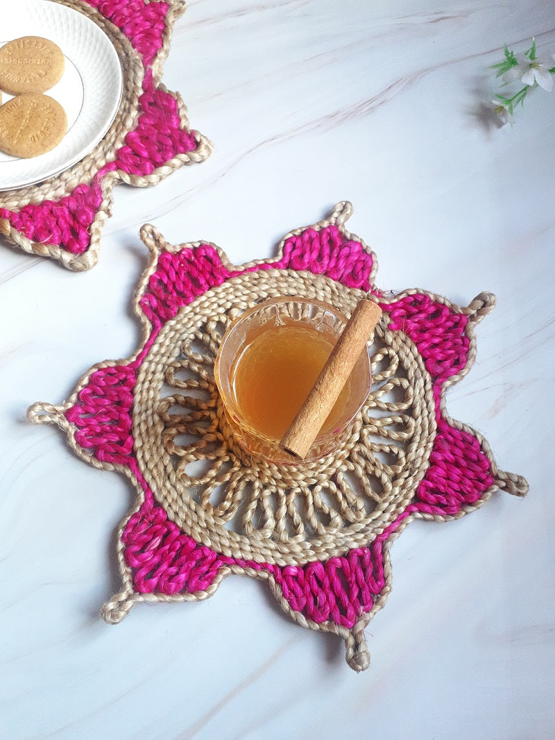 Jute Braided Pink Placemats (Set of 2)