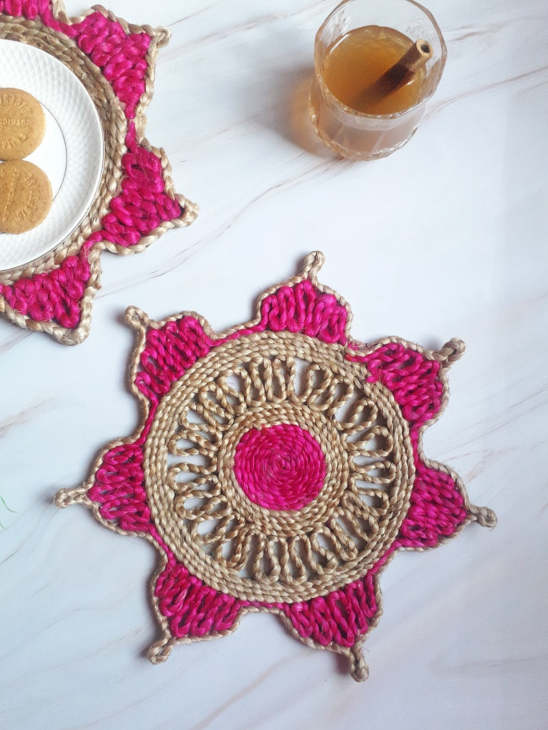 Jute Braided Pink Placemats (Set of 2)