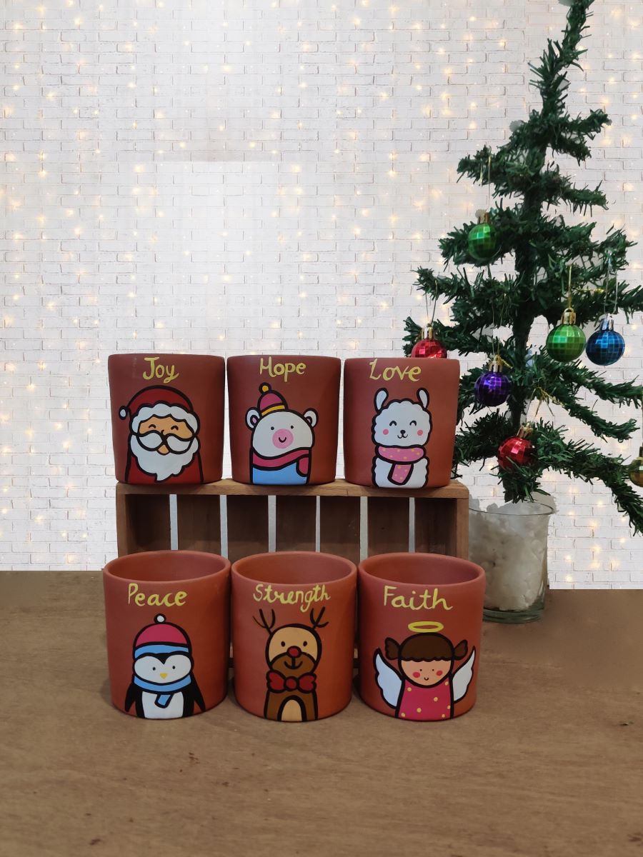 Handpainted Terracotta Christmas Planter Pots
