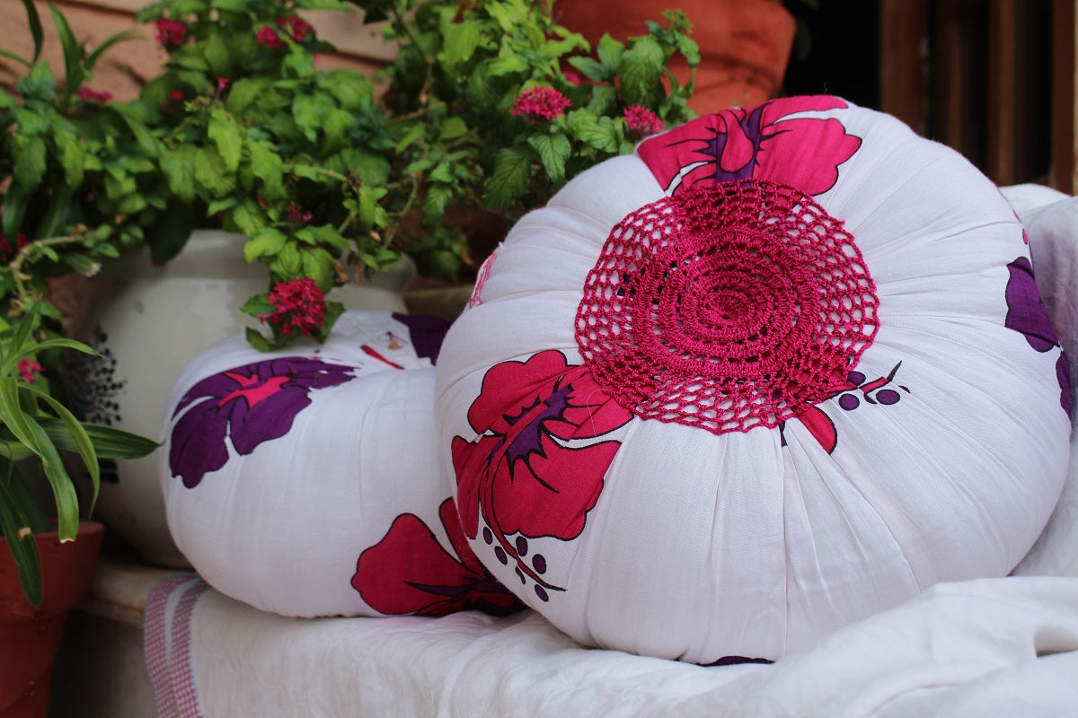 White Crochet Top Cushions (Pack of 2)