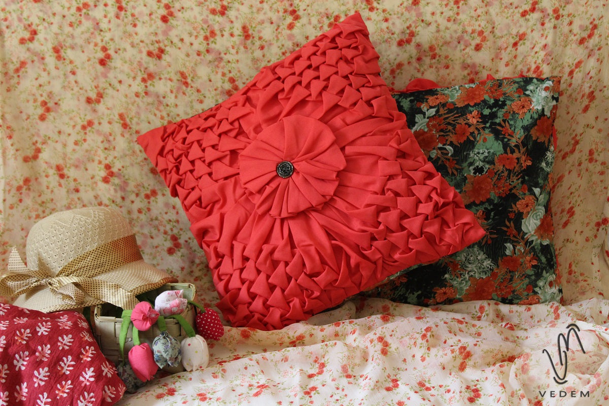 Flower Top Smocking Cushion Covers (Pack of 2)