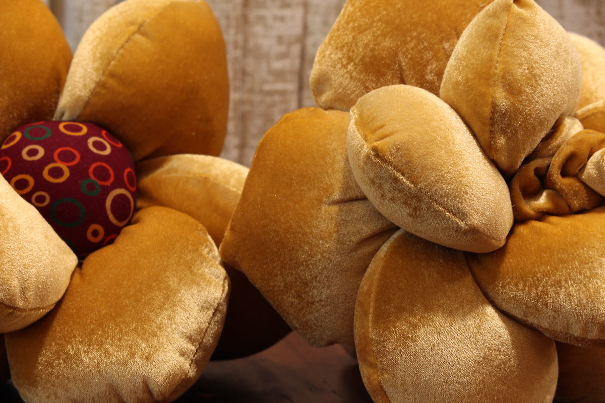 Golden Reversible Flower cushions (Pack of 2)