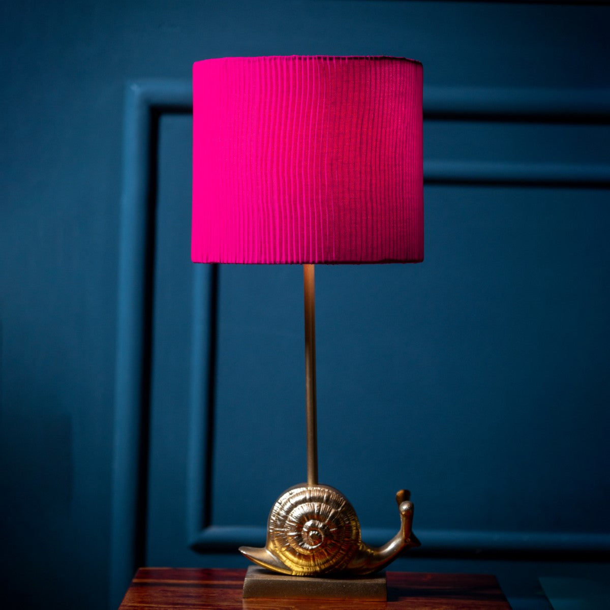 The Snail Lamp with Hot Pink Shade