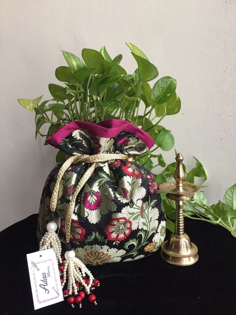 Black Pure Zari Handmade Potli Bag