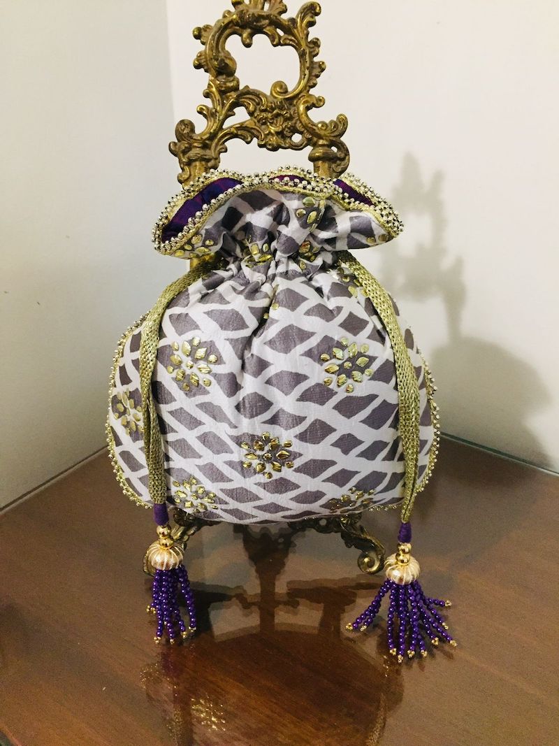 Light Mauve Silk Potli Bag