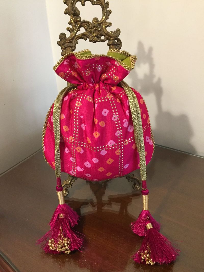 Fushia Pink Bandini Silk Potli Bag